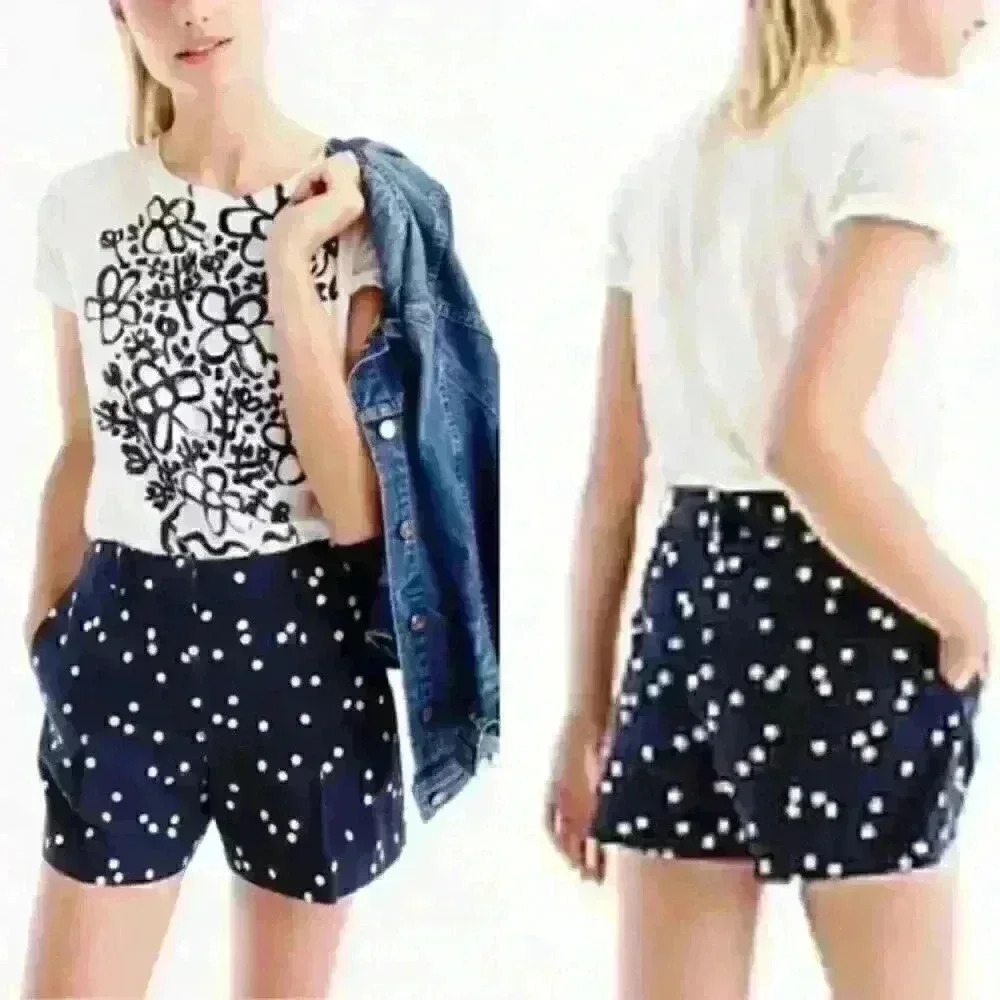 J. crew elastic blue polka dot shorts